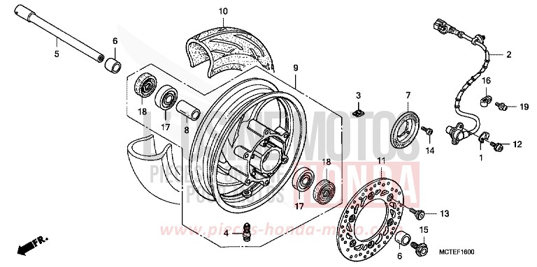 ROUE AVANT de SILVER WING DEGITAL SILVER METALLIC (NHA30) de 2007